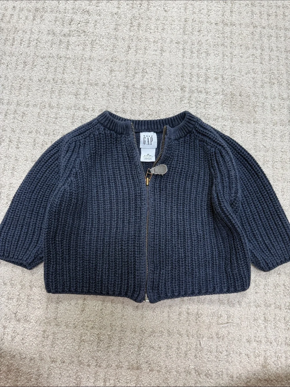 Vintage Baby Gap Cotton Zip Up Knit Sweater, 6-12 months